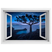 Ventana 3d de árbol en la bahía mágica